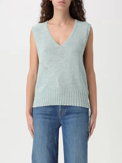 Maison Margiela Gardening Hemp Knit Vest Woman Light Blue In Green