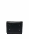 Maison Margiela Black Bifold Wallet With Stitching Detail And Key Ring In Black