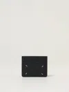 Maison Margiela Rectangular Textured Calf Leather Wallet With Iconic Stitch Detail In Black