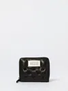 Maison Margiela Quilted Black Leather Zip Wallet With Contrasting Label In Black