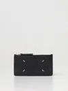 Maison Margiela Signature Stitched Leather Cardholder In Black