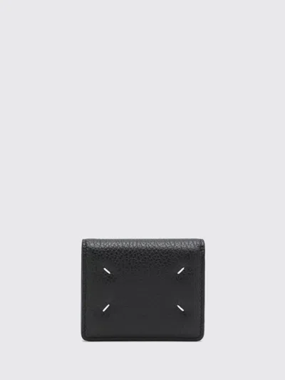 Maison Margiela Four Stitches Compact Grained Leather Card Holder In Black