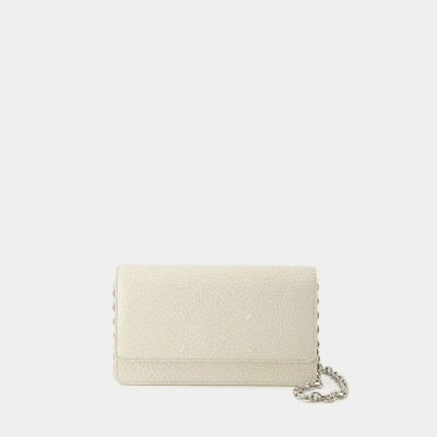 Maison Margiela Wallet On Chain Medium  -  - Leather - Beige