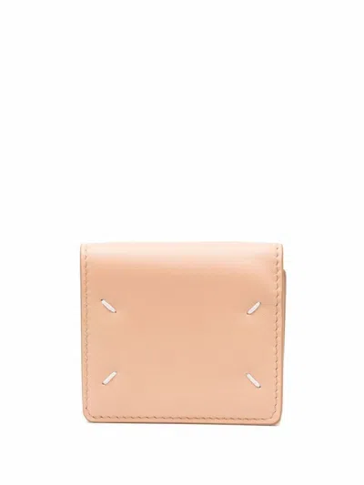 Maison Margiela Wallet With Stitching Details In Beige