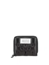 Maison Margiela Quilted Black Leather Zip Wallet With Contrasting Label
