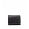 Maison Margiela Black Hammered Leather Mini Wallet With Strap In Black