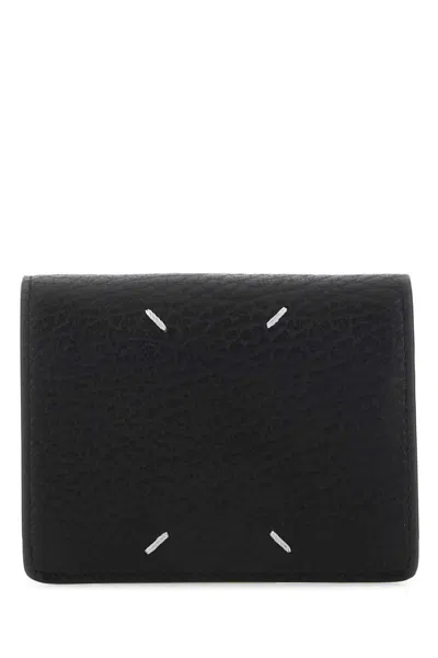 Maison Margiela Fold-over Top Grained Cal Leather Wallet In Black
