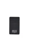 Maison Margiela Leather Card Holder With Embossed Texture And Contrasting Stitching In Black