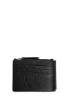 Maison Margiela Textured Black Leather Card Holder With Logo In Black