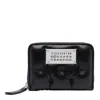 Maison Margiela Quilted Black Leather Zip Wallet With Contrasting Label In Black