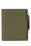 Maison Margiela Leather Bi-fold Wallet Textured Finish In Green