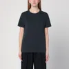 Maison Margiela Washed Black T-shirt With Embroidered Logo In Grey
