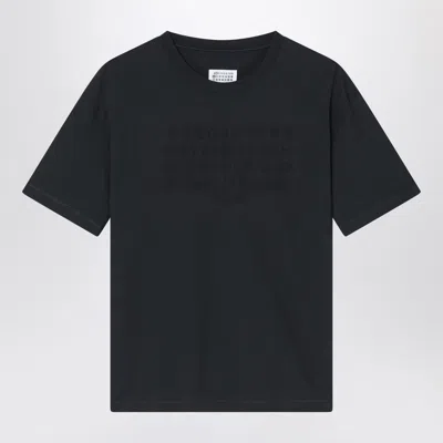 Maison Margiela Washed Black T-shirt With Embroidered Logo Men