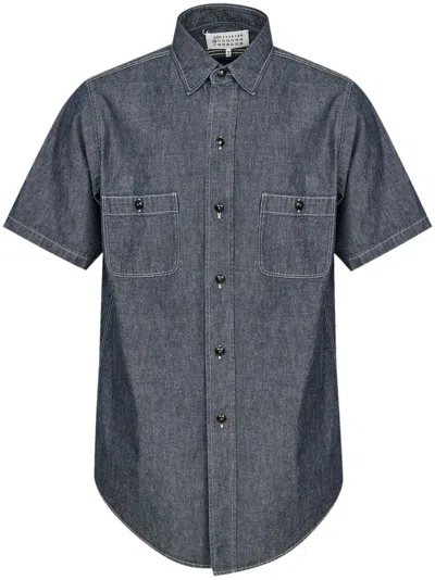 Maison Margiela Washed Denim Shirt In Grey