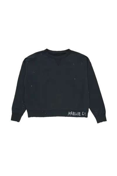 MAISON MARGIELA MAISON MARGIELA WASHED GRAFFITI LOGO SWEATSHIRT BLACK