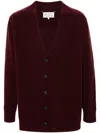 Maison Margiela Wool Cardigan With V-neck And Back Detail In Red