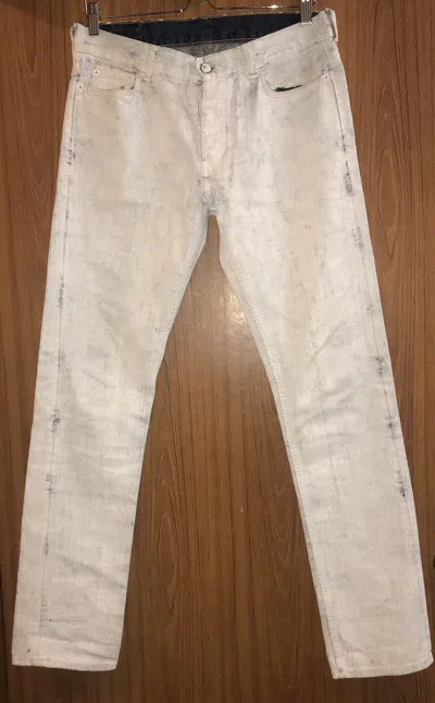 Pre-owned Maison Margiela Waxed Painted Jeans In White