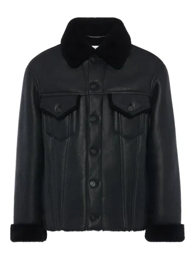 Maison Margiela Waxed Shearling Jacket Man Black