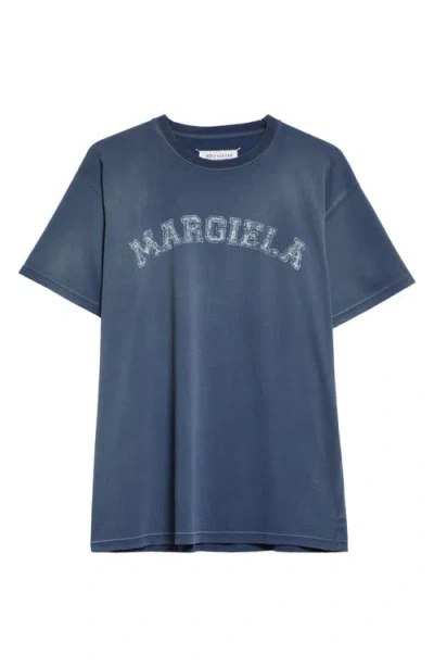 Maison Margiela Weathered Graphic T-shirt In 469 Blue