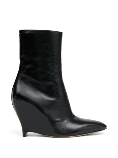Maison Margiela Heel-less Leather Ankle Boots In Black