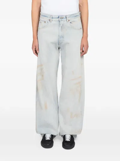 Maison Margiela Whiskered Faded-effect Wide-leg Jeans In Blue