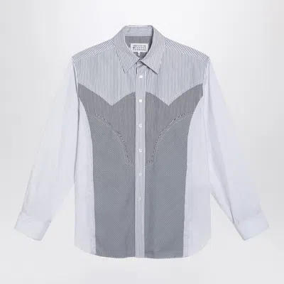 Maison Margiela Striped Patchwork Shirt In White