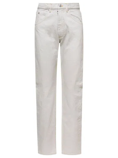 MAISON MARGIELA WHITE 5-POCKET STYLE STRAIGHT JEANS WITH CONTRASTING STITCHING IN COTTON DENIM WOMAN