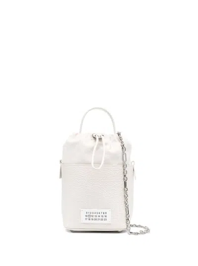 Maison Margiela White '5a Bucket' With Chain Adjustable Shoulder Strap In Leather Woman