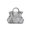 Maison Margiela Textured Leather Shoulder Bag With Top Handles In Silver