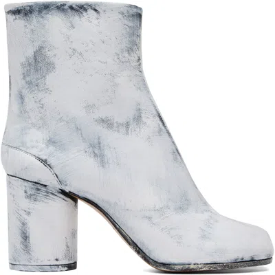Maison Margiela Tabi Split-toe Leather Ankle Boots In Gray
