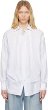 Maison Margiela White And Light Blue Cotton Shirt In 001f White