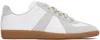Maison Margiela Off White Leather And Grey Suede Replica Sneakers In 101 Off White