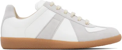 Maison Margiela Low-top Leather Sneakers With Contrasting Details In White