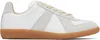 Maison Margiela Women Replica Low-top Leather Sneakers With Suede Inserts In White