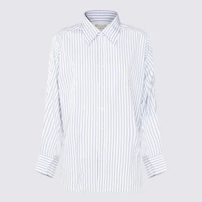 MAISON MARGIELA MAISON MARGIELA WHITE AND LIGHT BLUE COTTON SHIRT