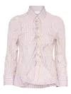 Maison Margiela Womens Red Stripe Stripe-print Layered-tulle Cotton Shirt In Multi