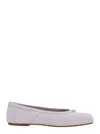 Maison Margiela White Ballet Flats With Tabi Toe And Bow Detail On Front In Leather Woman In Purple