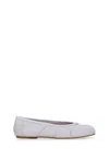 Maison Margiela White Ballet Flats With Tabi Toe And Bow Detail On Front In Leather Woman In Purple