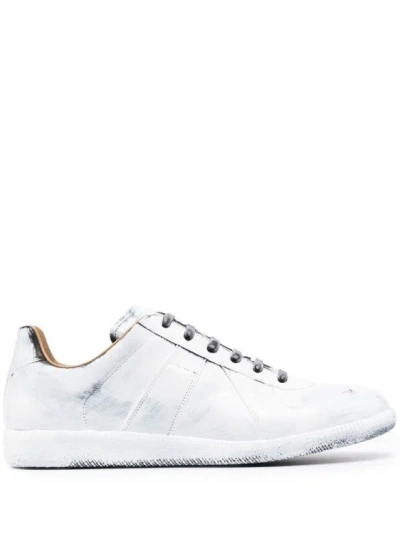 Maison Margiela White Calf Leather Replica Painted Sneakers