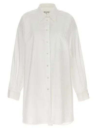 Maison Margiela Relaxed Fit White Shirt With Pointed Collar And Curved Hem