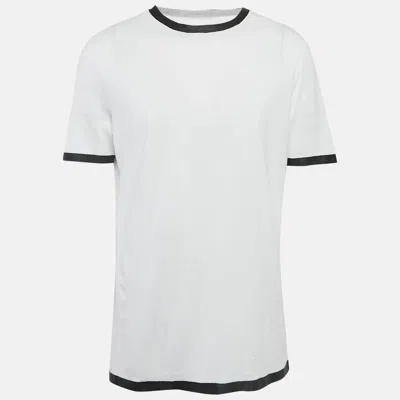 Pre-owned Maison Margiela White Contrast Print Jersey Crew Neck-t-shirt Xl