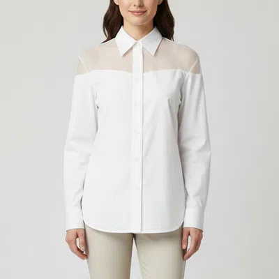 Pre-owned Maison Margiela White Cotton And Organza Button Front Shirt S