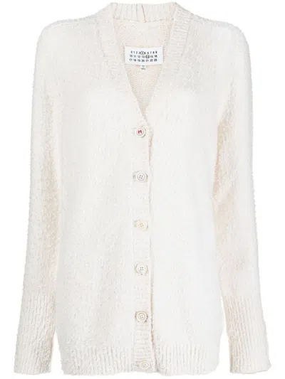 MAISON MARGIELA WHITE COTTON BLEND CARDIGAN