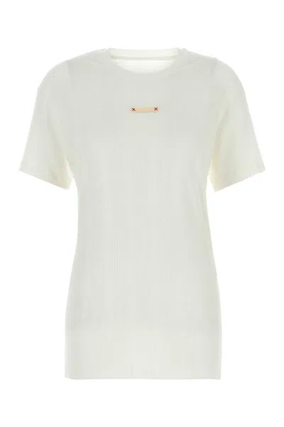 MAISON MARGIELA WHITE COTTON BLEND T-SHIRT