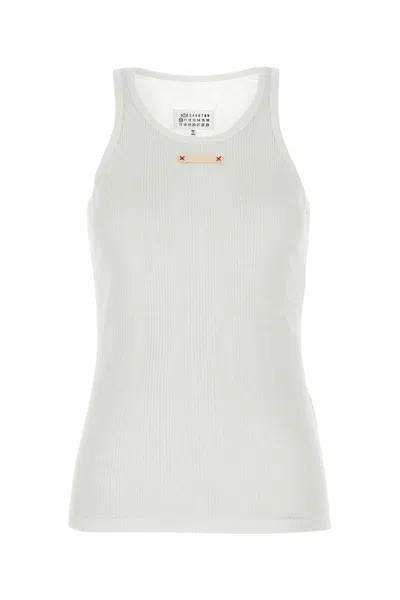MAISON MARGIELA WHITE COTTON BLEND TANK TOP