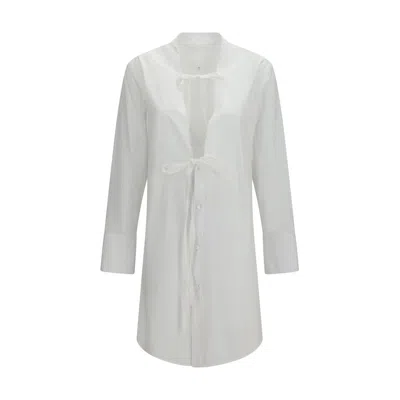Maison Margiela Raw-edge Cotton Mini Dress In White