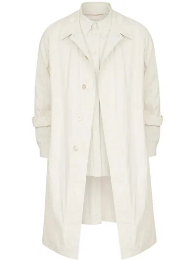 MAISON MARGIELA MAISON MARGIELA WHITE COTTON LAYERED DESIGN COAT