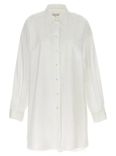 Maison Margiela Relaxed Fit White Shirt With Pointed Collar And Curved Hem