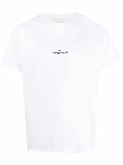Maison Margiela T-shirt With Distorted Logo In White