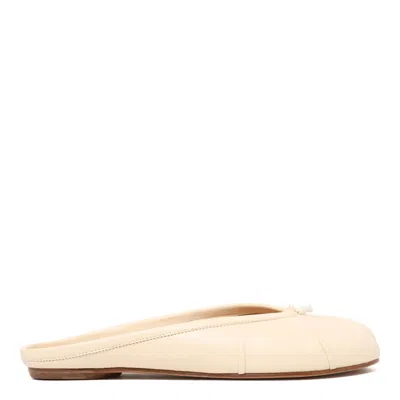 Maison Margiela White Cowhide Flat Shoes In Neutral